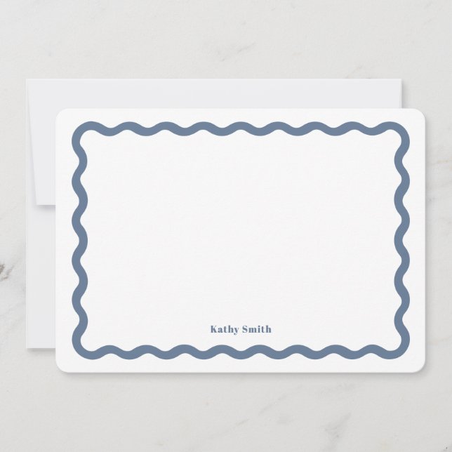 Groovy Retro Vågigt Blue Personlig Stationery Anteckningskort (Framsida)