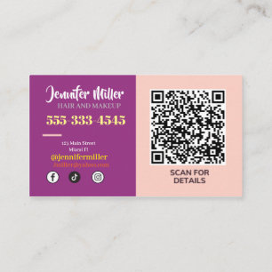 Groovy Retro Vågigt Linjer Social Media QR-kod Visitkort