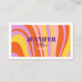 Groovy Retro Vågigt Linjer Social Media QR-kod Visitkort