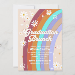 Groovy retro vattenfärg examen brunch inbjudningar