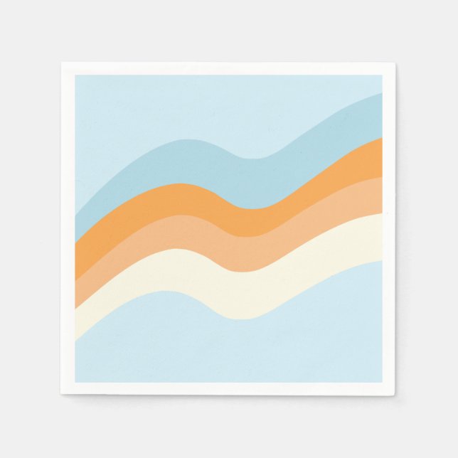 Groovy Retro Vibes Blå Orange Pappersservett (Framsidan)