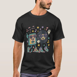 Groovy Retro Vibes Dancing Cassette Vinyl Duo T Shirt