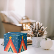 Groovy Retro Vintage Blå Träd Julfest