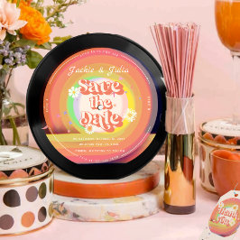 Groovy Retro Vinyl Record spara datumet Inbjudan