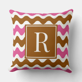 Groovy Ric Rac-rand Horisontell Brun & Het Pink Kudde