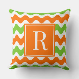 Groovy Ric Rac-rand - Horisontell orange & lime Kudde