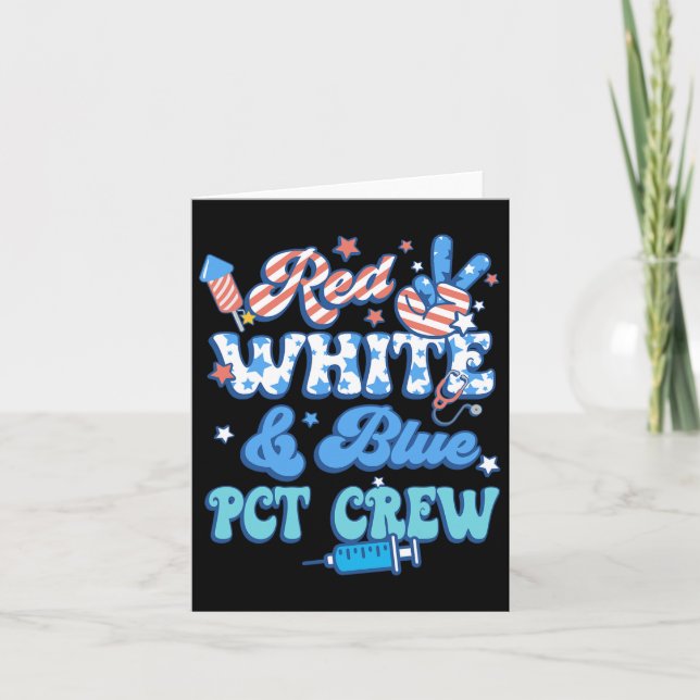 Groovy Röd Vit Blå Pct Crew 4 juli  Kort (Framsida)