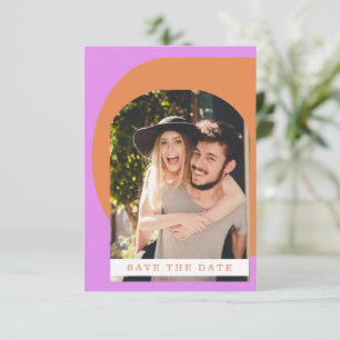 Groovy Roligt Typography Rosa Orange Foto Spara Datumet