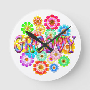 GROOVY roligtblommor Rund Klocka