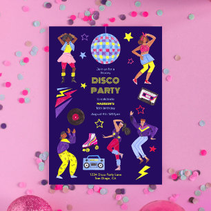 Groovy Roller Disco Lila Party Millennial Retro Inbjudningar