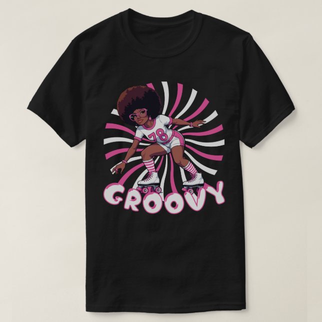 Groovy Roller Skater - Retro 70s Vibes T Shirt (Design framsida)