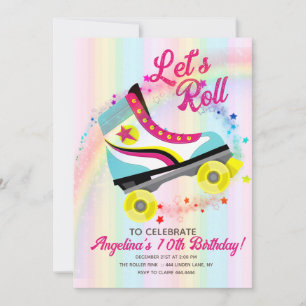 Groovy Roller Skating Birthday Inbjudningar