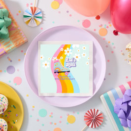 Groovy Rollerskating Retro Rainbow Birthday Pappersservett