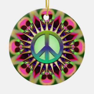 Groovy Rosa Alien Fredstecken Ornament