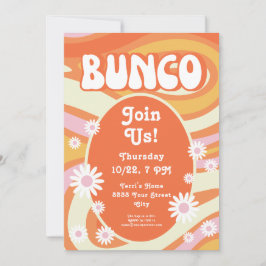 Groovy Rosa and Orange Blommigt Bunco Inbjudningar
