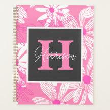 Groovy rosa blommigt Flowers Monogram