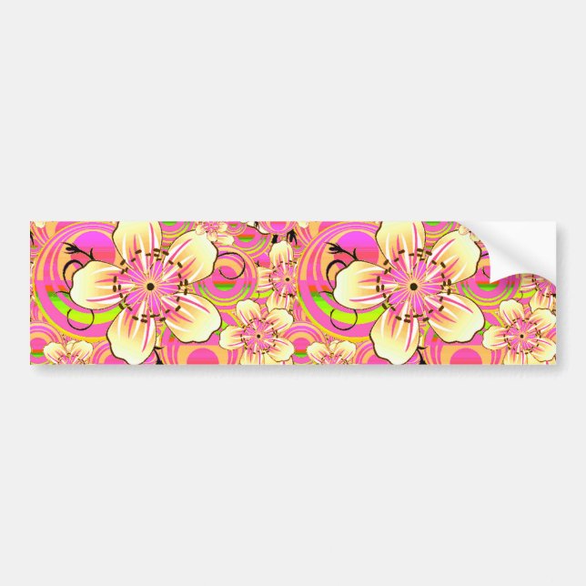 groovy rosa blommönster bildekal (Framsidan)