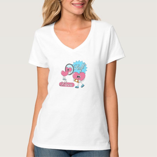 Groovy Rosa & Blue Retro T-Shirt Design (skriv ut  (Framsida)