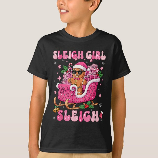 Groovy Rosa Gingerbröd Sleigh Coquette Bow Kristus T Shirt (Framsida)