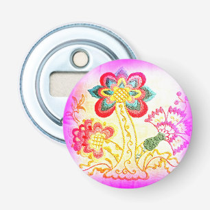 Groovy rosa handflatan träd magnet flasköppnare