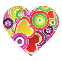 Groovy Rosa Hjärtan Hjärtdekal