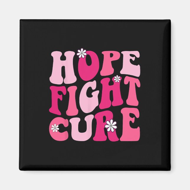 Groovy Rosa Hope Fight Cure Breast Cancer Awarenes Magnet (Framsidan)