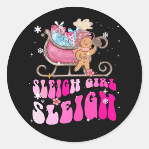 Groovy Rosa jul Kaffe Sleigh Girl Gingerb Runt Klistermärke