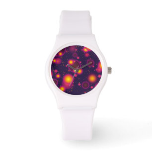 Groovy Rosa Lila och Gult Glowing Bubbles Armbandsur