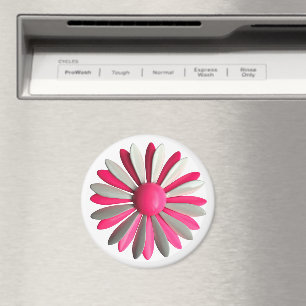 Groovy Rosa MOD Hippie Daisy Flower Power Blommigt Magnet