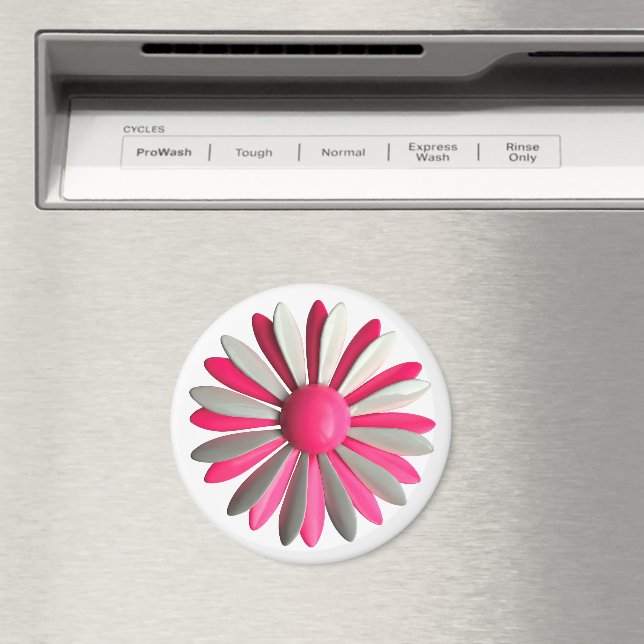 Groovy Rosa MOD Hippie Daisy Flower Power Blommigt Magnet (In Situ (Dishwasher))