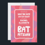 Groovy Rosa Vinkarare Anpassningsbar Bat mitzvah Spara Datumet<br><div class="desc">Perfekt kort för att meddela ett bat mitzvah eller annat judiskt firande och be gästerna att spara datumet! Hand skapade konst åt dig med handtag på framsidan och baksidan! FULLT ANPASSADE! Klicka på "Anpassa" ovan om du vill redigera texten. Klicka på "Redigera med verktyg" om du vill justera typsnitt, färg...</div>