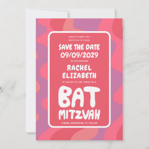 Groovy Rosa Vinkarare Anpassningsbar Bat mitzvah Spara Datumet