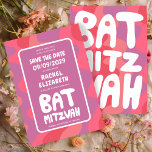 Groovy Rosa Vinkarare Anpassningsbar Bat mitzvah Spara Datumet<br><div class="desc">Perfekt kort för att meddela ett bat mitzvah eller annat judiskt firande och be gästerna att spara datumet! Hand skapade konst åt dig med handtag på framsidan och baksidan! (kolla om det finns alternativ för PUB/FLADDERMUS eller DM) FULLY-ANPASSADE! Klicka på "Anpassa" ovan om du vill redigera texten. Klicka på "Redigera...</div>
