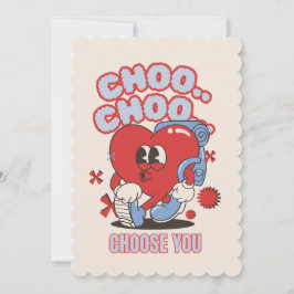 Groovy Rött Hjärta Choo Choo Välj dig Valentine Julkort