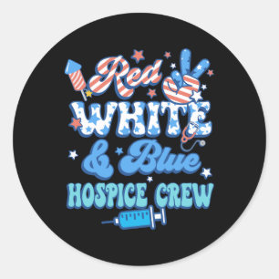 Groovy Rött vitt blått Hospice Crew Hospice Nurse  Runt Klistermärke