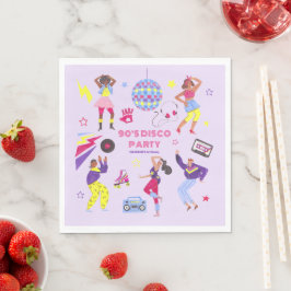 Groovy Rullskridsko Disco Lila Fest Millennial Ret Pappersservett