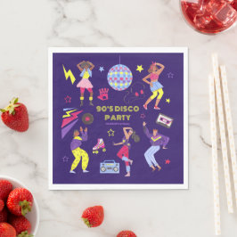 Groovy Rullskridsko Disco Lila Fest Tusenårsretro Pappersservett