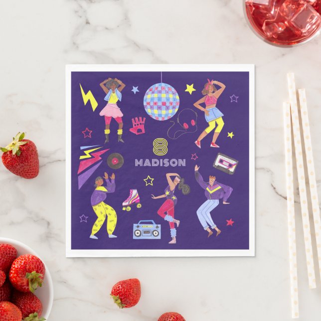 Groovy Rullskridsko Disco Party Retro 80-tal Disco Pappersservett (Insitu)