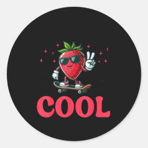 Groovy Så Berry Cool Frukt Älskare Jordgubbssäsong Runt Klistermärke