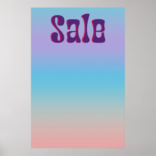 Groovy Sale Sign Iridescent Gradient Retro Stil Poster
