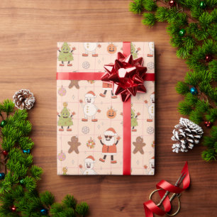 Groovy Santa Retro Snögubbe Julgran Helgdag Presentpapper