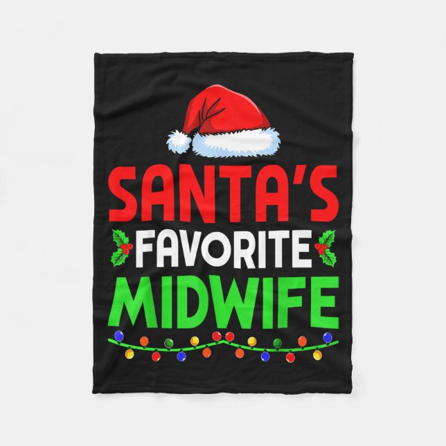Groovy Santa's Favorite Midwife Nurse Christmas Sa Fleecefilt (Framsidan)
