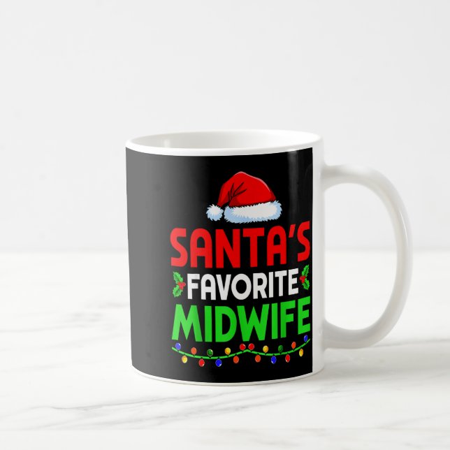 Groovy Santa's Favorite Midwife Nurse Christmas Sa Kaffemugg (Höger)