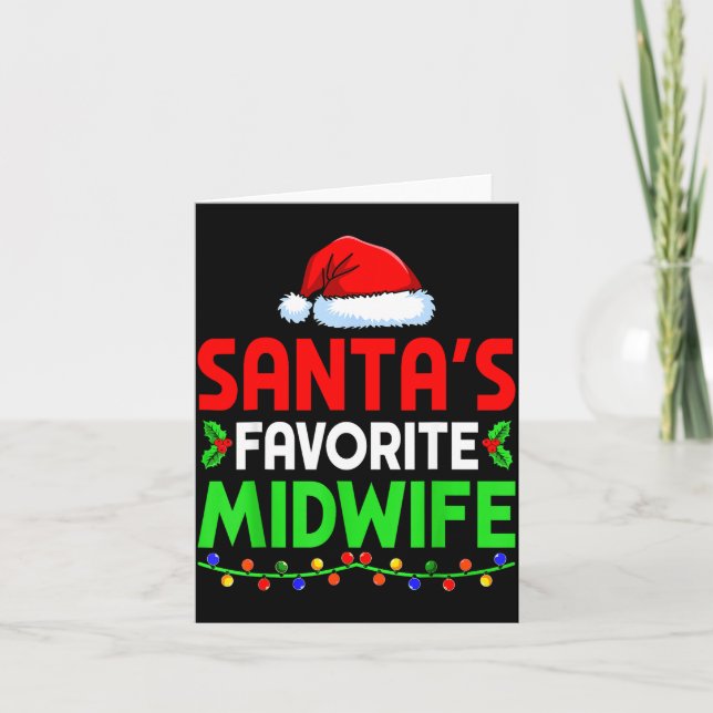 Groovy Santa's Favorite Midwife Nurse Christmas Sa Kort (Framsida)