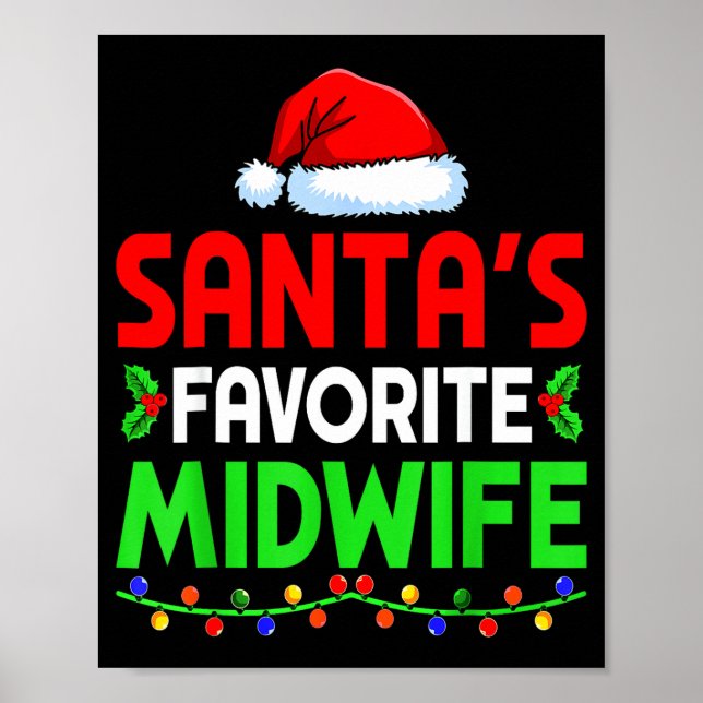 Groovy Santa's Favorite Midwife Nurse Christmas Sa Poster (Framsidan)
