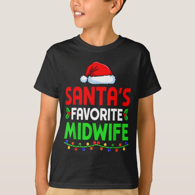 Groovy Santa's Favorite Midwife Nurse Christmas Sa T Shirt (Framsida)