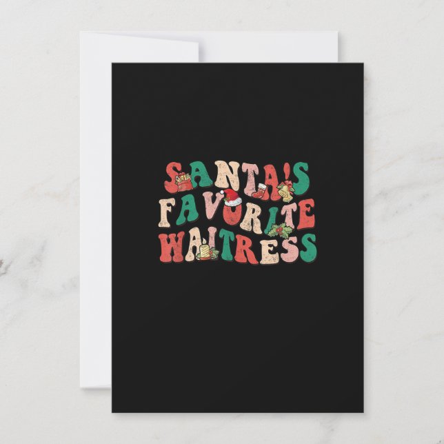 Groovy Santa's Favorite Waitress God jul X Inbjudningar (Framsida)