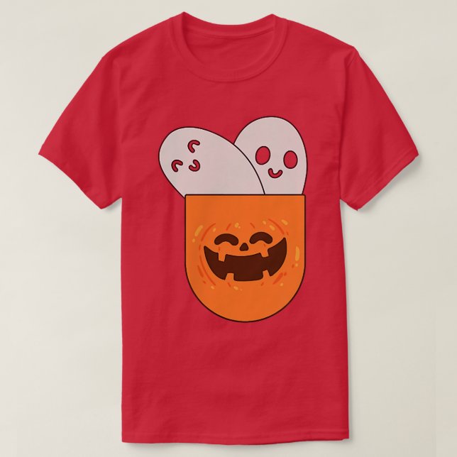 Groovy Scary Ghost Spooky in Pocket Retro Hallowee T Shirt (Design framsida)