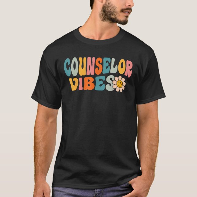 Groovy School Counselor Vibes Retro First Day S T Shirt (Framsida)