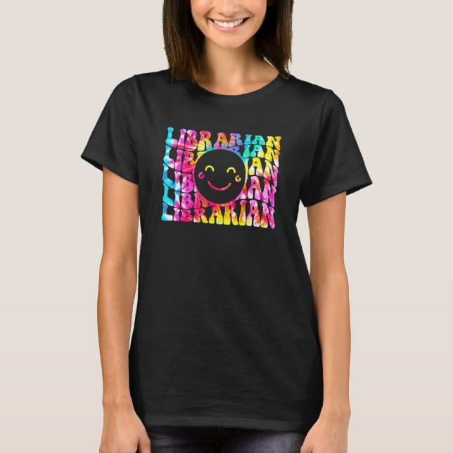 Groovy School Librarian Back to school Retro Libra T Shirt (Framsida)